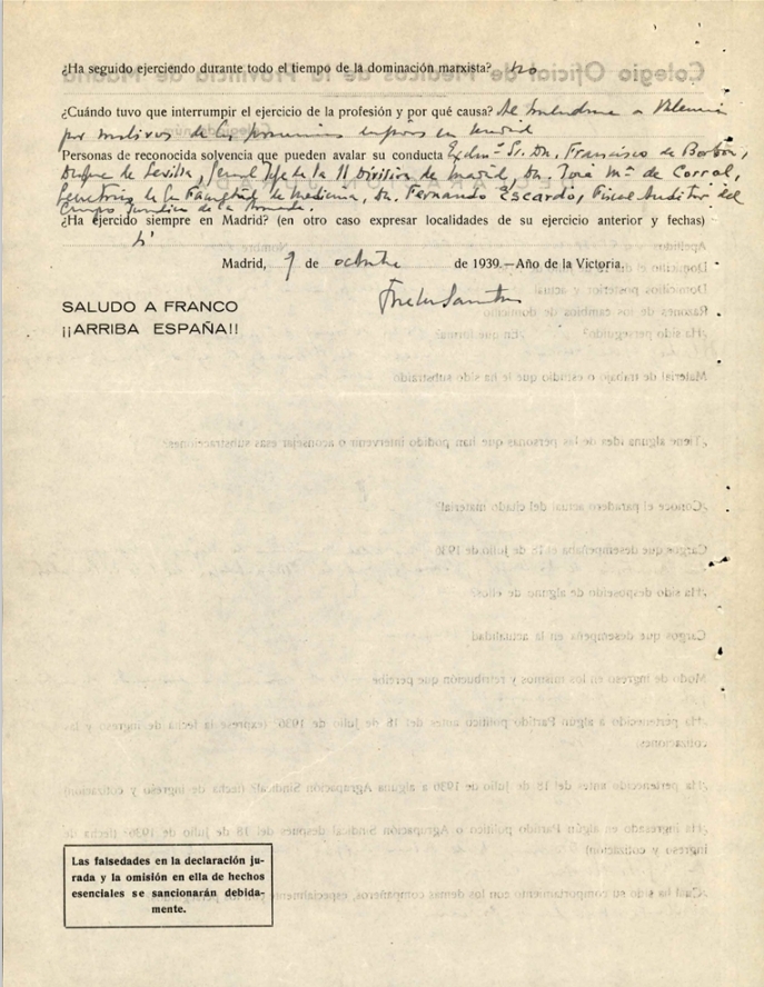 Primera declaración jurada.  Fuente: Colegio de Médicos, SACRISTÁN GUTIERREZ, JOSÉ MIGUEL_COL. Nº 282801637